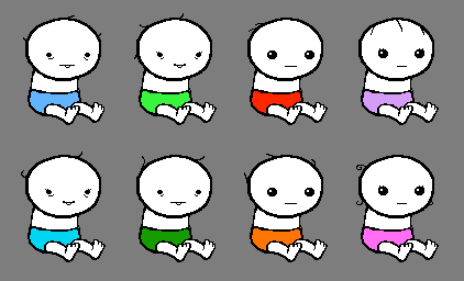 ciaguyans's tweet photo. i have been thinking about how the baby sprites of the beta and alpha kids didn't look realistic enough because babies don't have, hair, glasses or big eyelashes straight out of birth so i decided to take matters into my own hands by doing redesigns https://t.co/scgqRfjWou