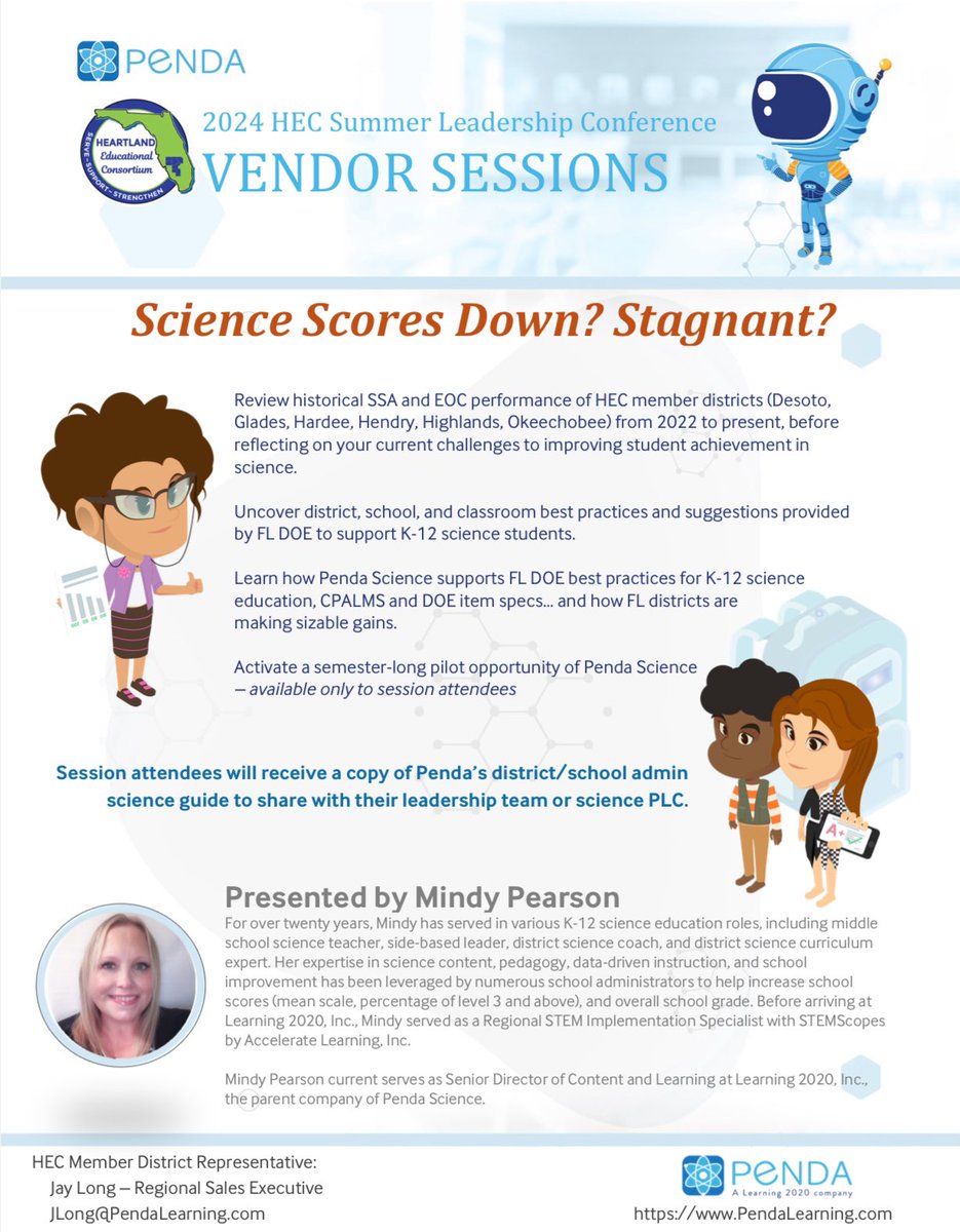 PendaLearning's tweet image. Attending this week’s @HeartlandEd 2024 Summer Leadership Conference? 

Be sure to attend one of our vendor sessions, focused on K-12 science instructional best practices and how to increase science scores.

#SciChat
#ScienceIntervention