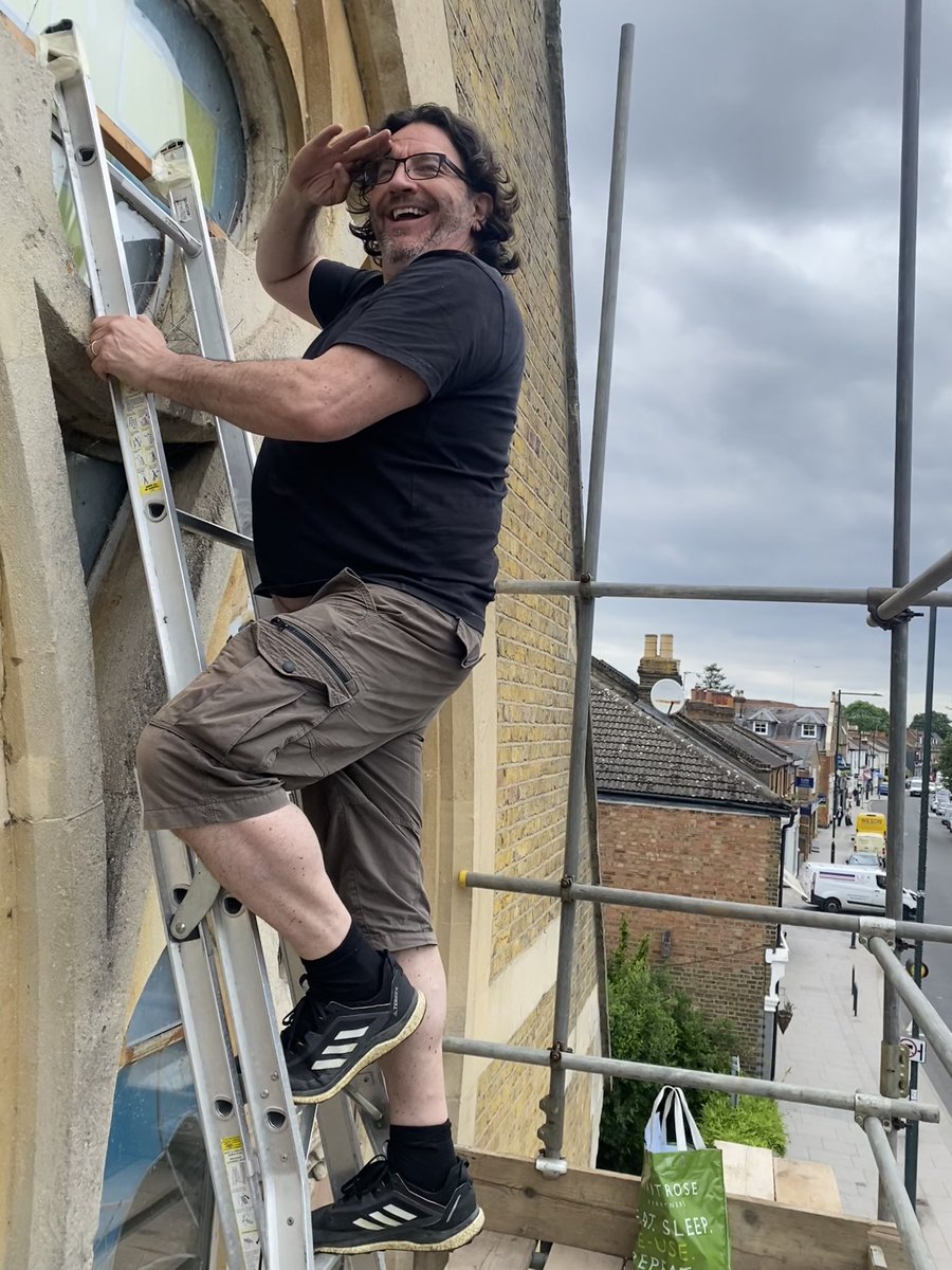 Quick spot of restoration before Glastonbury prep #StainedGlass #GlastonburyFestival