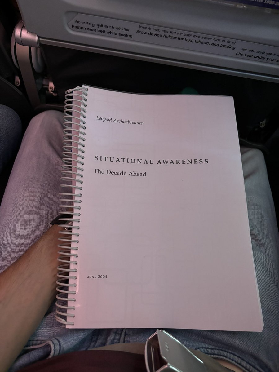 In-flight entertainment what? <a href="/leopoldasch/">Leopold Aschenbrenner</a> just dropped this banger.

Very accessible info on the path to AGI for AI noobs (as long as you know matmul)

situational-awareness.ai