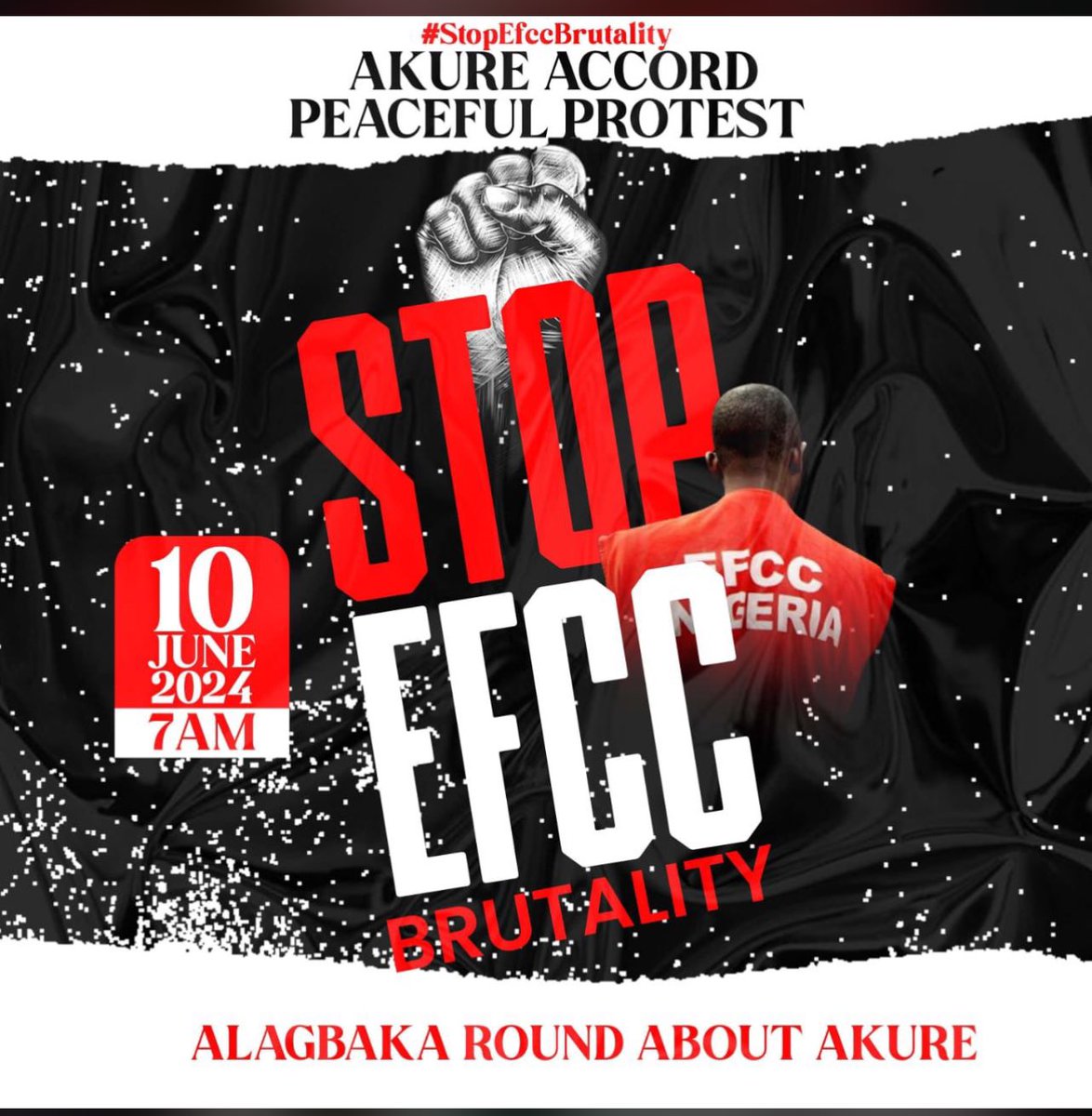 The <a href="/officialEFCC/">EFCC Nigeria</a> as an organization has lost its purpose to which it was created and formed. It has now become a terror to our young people labeling them as fraudsters just to whisk away their valuables.

We demand a force to  #StopEFCCBrutality 
✊✊✊

#EndEFCC #AkureProtest