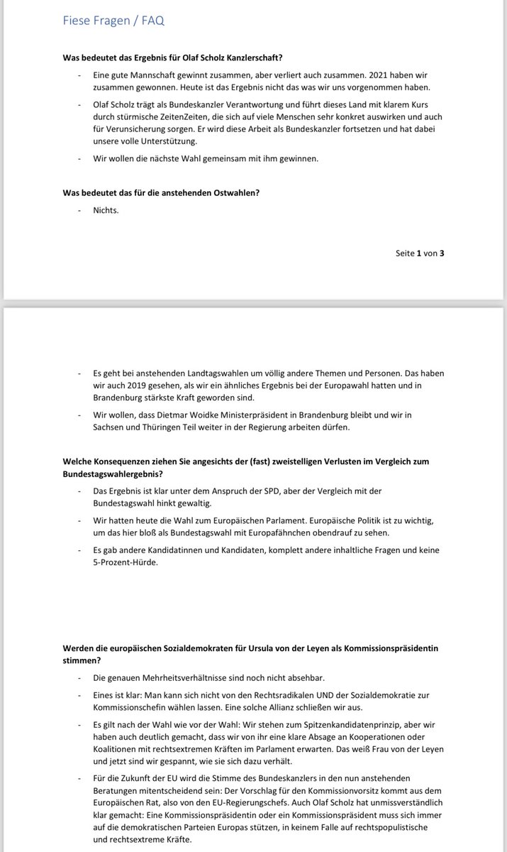 K_Moessbauer's tweet photo. Die SPD war präpariert. Folgende „fiese Fragen“ wurden antizipiert, z.B.: Was bedeutet das Ergebnis für Olaf Scholz Kanzlerschaft? #Europawahl https://t.co/eZ5ScYv4vL