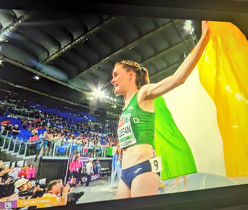 It's gold for Ciara Mageean in Rome.

After bronze in 2016 and silver in 2022, she joins Sonia O'Sullivan as the only Irish athletes to win three medals at the Europeans. 

They're also the only two to have won individual gold for Ireland in the 90-year history of the event.