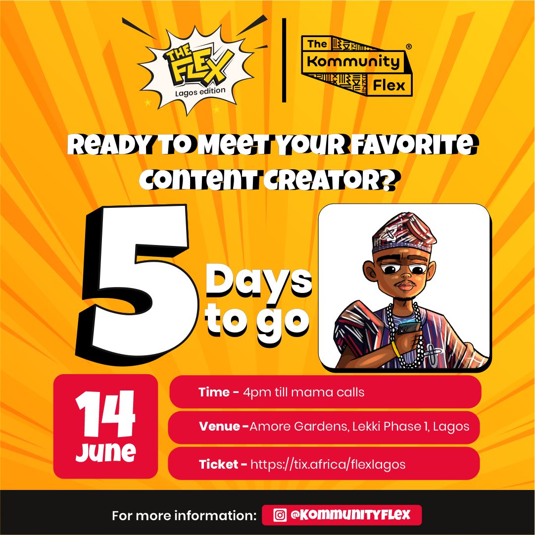 Kommunityflex's tweet photo. Get ready to meet and flex with your favorite creators.
Click the link to get your ticket
https://t.co/sN8kATbVm0
#kommunityflex #thatstheflex #thekommunity #theflex #KoolKidsAssemble #TheFlexHangout #Lagos #lagosedition #lagosparty #islandparty #thingstodoinlagos #lagosliving https://t.co/nJdUNrao8e