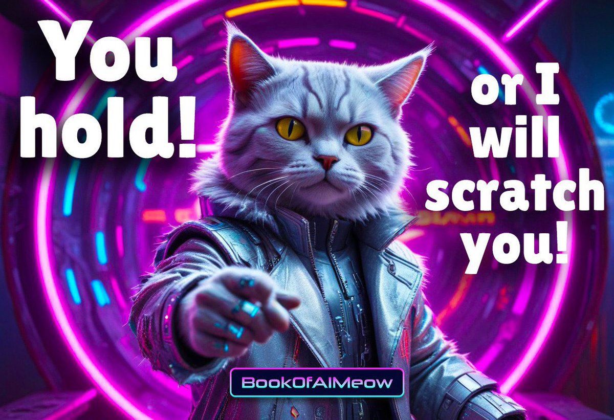 BookOfAIMeow's tweet photo. HEY YOU! 

Hold me, or I will scratch you! Make the right choice! 🐈‍⬛ 😂

🪐Jupiter Link: https://t.co/4675lT9ciW

#NFT #StrongHolders #HODL #ScratchorHodl https://t.co/NEloZX1upS