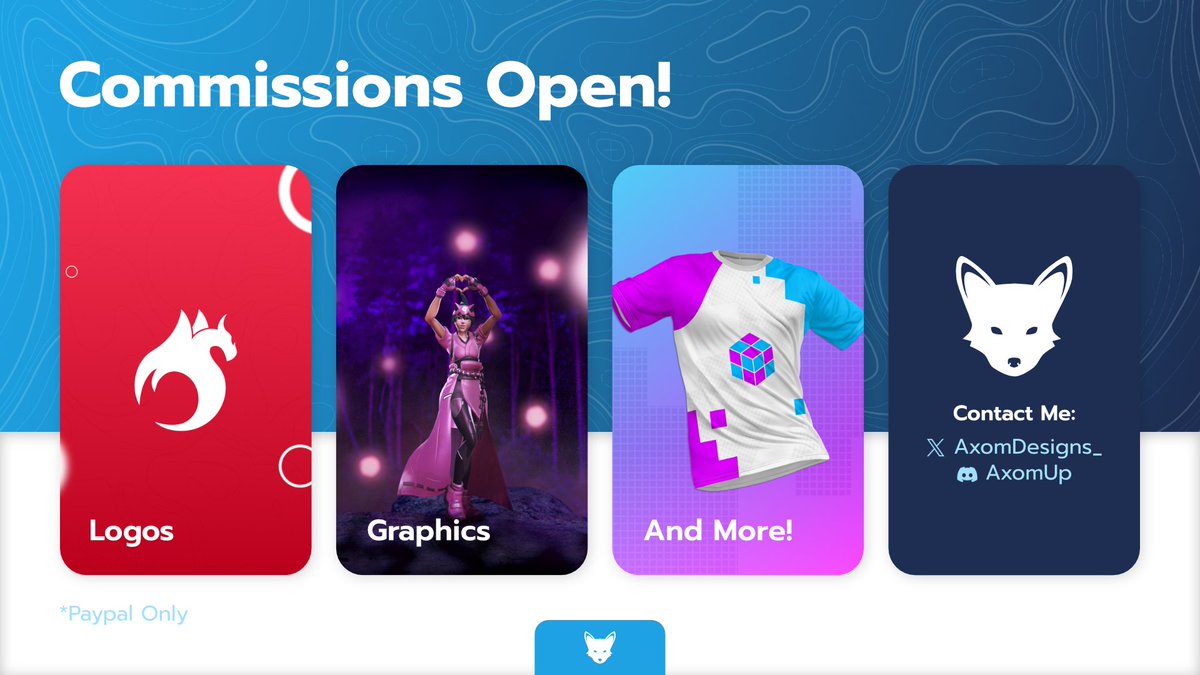 AxomDesigns_'s tweet image. Open for comms and long term work!

Rates can be discussed based on the project

Likes💙 and RTs 🔄appreciated