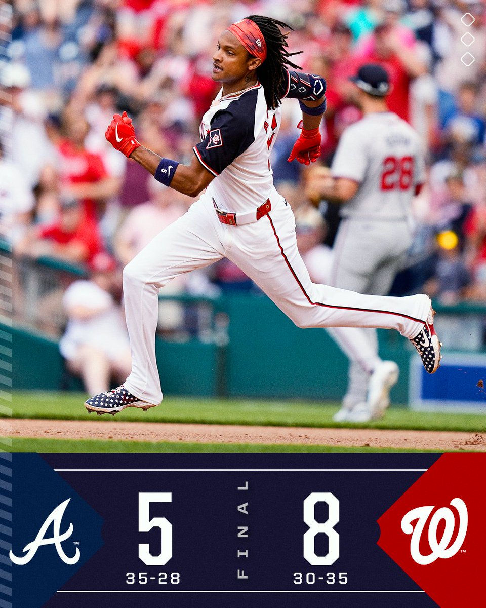 MLB's tweet photo. CJ Abrams and Keibert Ruiz combine for 7 RBI as the @Nationals take 3 out of 4 from Atlanta. https://t.co/4nkZKVWp1Q