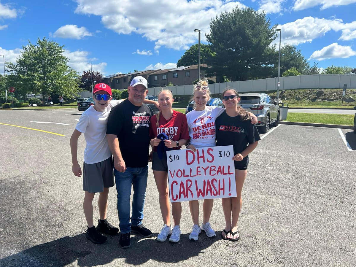 I stopped by to support the Derby High School Volleyball team at their car wash yesterday! They had a great day for it!