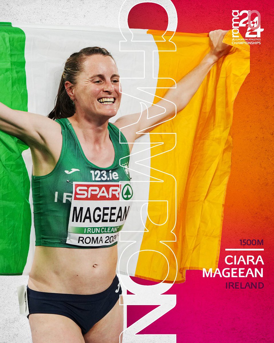 No gold medals for Ireland since 1998 before this championships.

And then two come along in the space of 48 hours! 🥇🥇

Ciara Mageean 🇮🇪 storms to 1500m gold in #Roma2024! 🔥