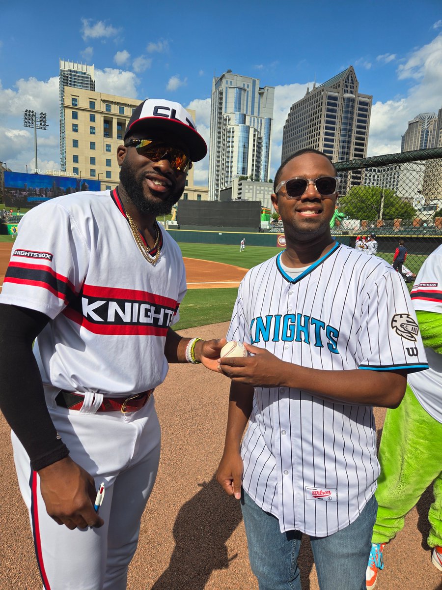 KnightsBaseball's tweet photo. Bryan Ramos hit his 1st Triple-A home run last night. @RiskyBusinessLM caught it. ⚾️

Today, they met on the field before the game. 🤝 https://t.co/Ft6MiDNOZf