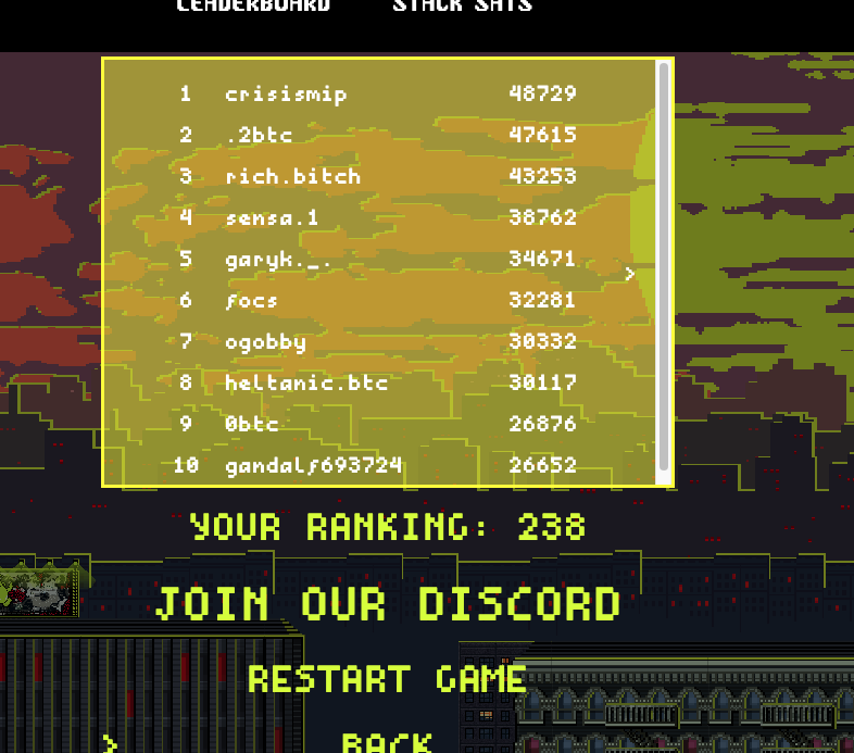 Thanks <a href="/gobinonft/">GOBINO</a> for bringing a dope game to our attention. Good luck to the <a href="/SeizeCTRL/">CTRL</a> crew with their mint! Number 238 on 3rd time, not bad!  If you can do better prove it :) seizectrl.io/arcade