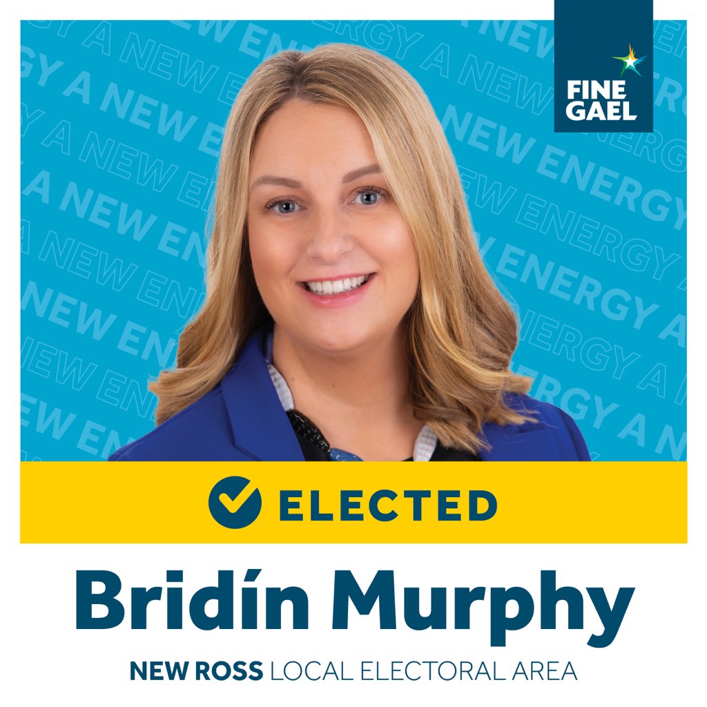 FineGael's tweet photo. 🗳️ELECTED: Congratulations to @Bridinmurphy_ on being elected to Wexford County Council. #LE24 https://t.co/PgB2tWDZwR
