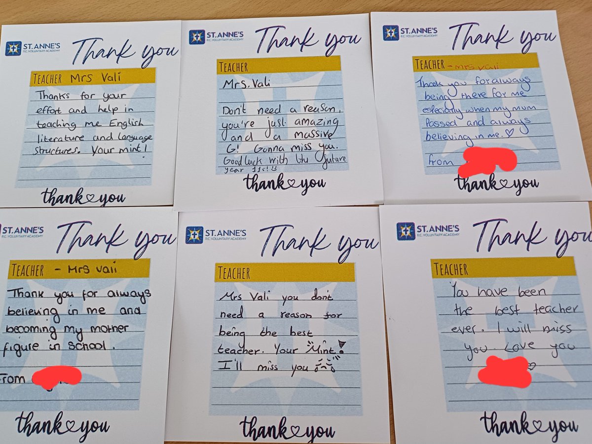 So touched by the lovely messages from my absolutely wonderful outgoing Y11 students 😊