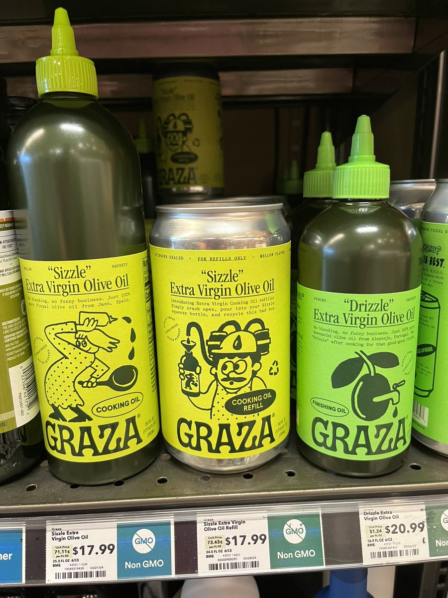 Mad props to this expensive olive oil brand for repping a guzzler hat on one of their containers.

We hadn’t thought of an olive oil guzzler, but it makes total sense. Anything can be a  guzzler hat if you’re brave enough. <a href="/getgraza/">Graza</a>