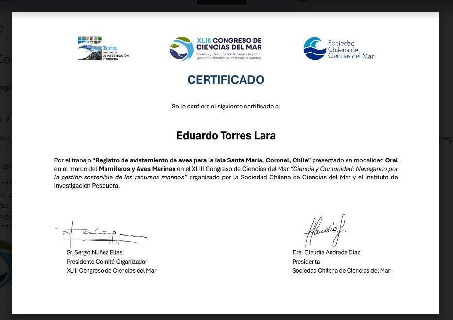 Este año presentamos avances de nuestro trabajo en la isla Santa María en el congreso de ciencias del mar.