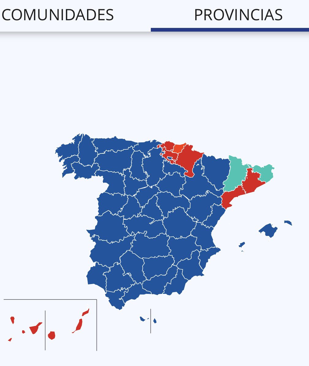 La gran mayoría de España es azul👇