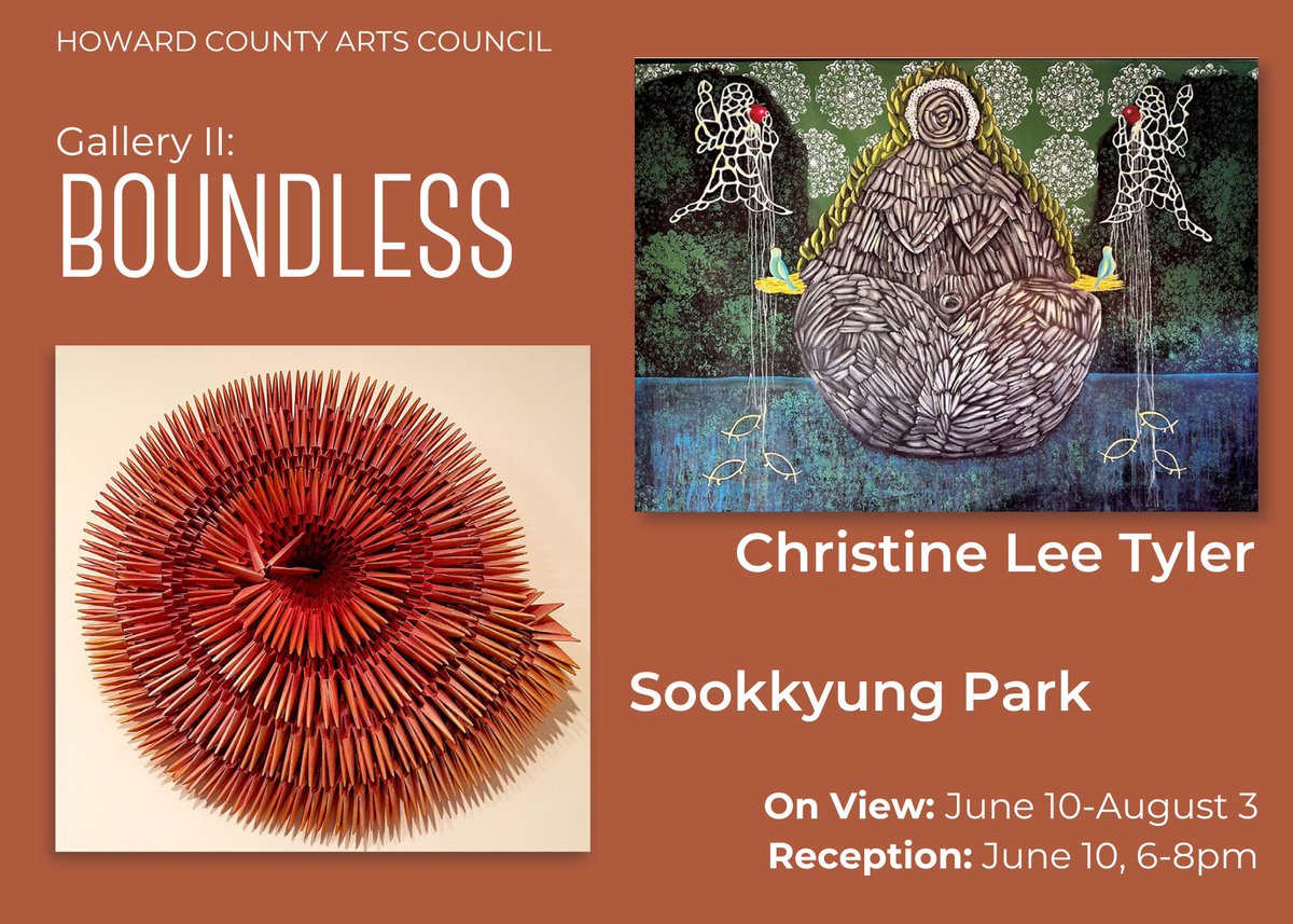 Christine Lee Tyler (@chrstnleetyler) on Twitter photo Opening tomorrow Monday 6/10 from 6-8pm <a href="/hocoarts/">HoCo Arts Council</a> 2 person show with the amazing Sookyung Park! If you are in the Ellicott City area in Maryland, please come by!!! #boundless #ellicottcity #maryland #dmv #baltimore #art #marylandart #dmvartist #dcartist #dcarts #artwork #artshow Opening tomorrow Monday 6/10 from 6-8pm <a href="/hocoarts/">HoCo Arts Council</a> 2 person show with the amazing Sookyung Park! If you are in the Ellicott City area in Maryland, please come by!!! #boundless #ellicottcity #maryland #dmv #baltimore #art #marylandart #dmvartist #dcartist #dcarts #artwork #artshow
