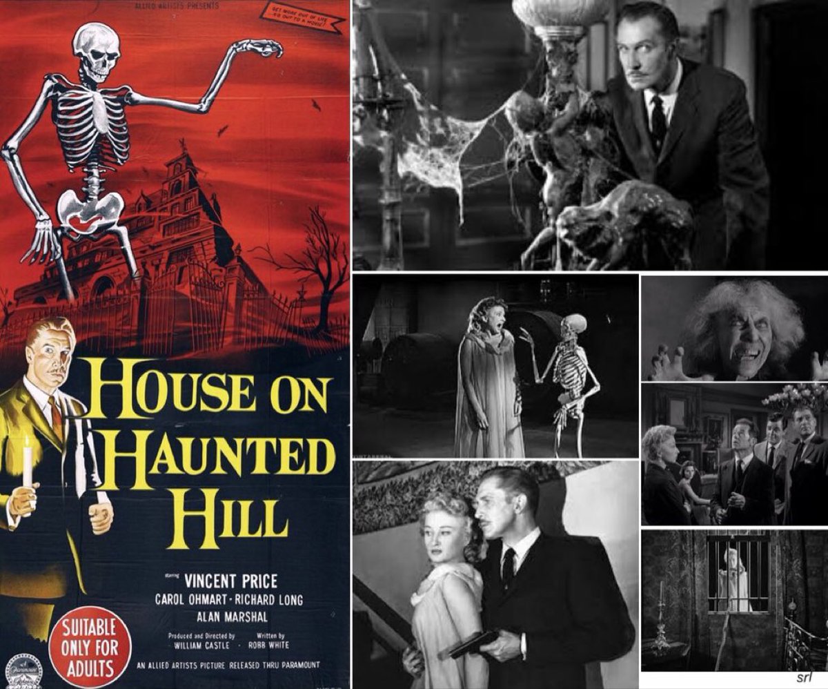 SaveRedlandLibr's tweet photo. 10:50pm TODAY on #LegendXtra 

The 1959  #Supernatural #Mystery #Horror film🎥 “House on Haunted Hill” directed by #WilliamCastle &amp; written by #RobbWhite

🌟#VincentPrice #CarolOhmart #RichardLong #AlanMarshal #CarolynCraig #ElishaCook #JulieMitchum https://t.co/Bpj03wmA9Z