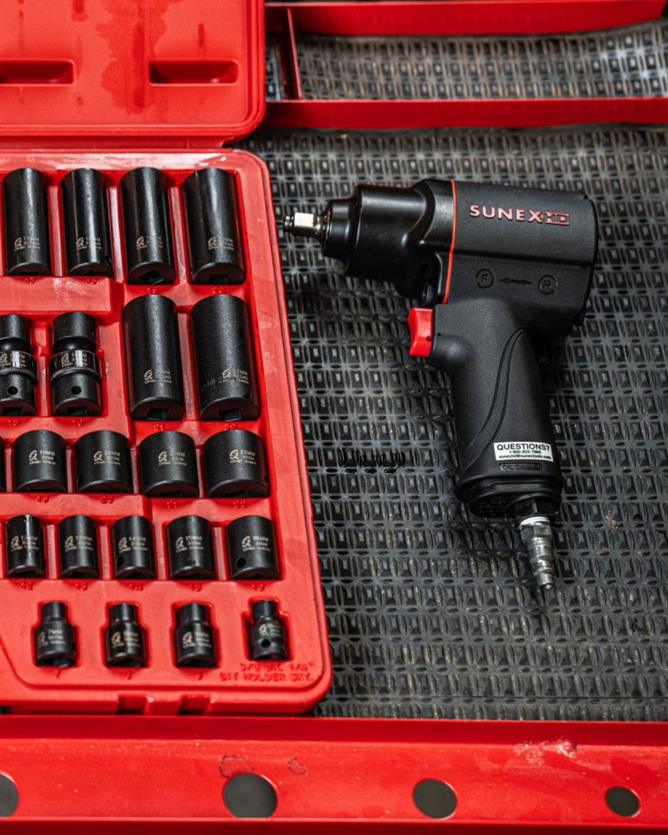 SunexTools's tweet photo. Full potential at your fingertips with the 3/8" Drive Metric 6 Point Standard &amp; Deep with Universal Sockets 51-Piece Master Impact Socket Set. Essential for every mechanic's arsenal. 🧰 [SUNEX 3351]

#SUNEXtools #SUNEX #tools #tool #garage #auto #mechanic

https://t.co/xTOKFAL3NC https://t.co/xU8iePLPMB
