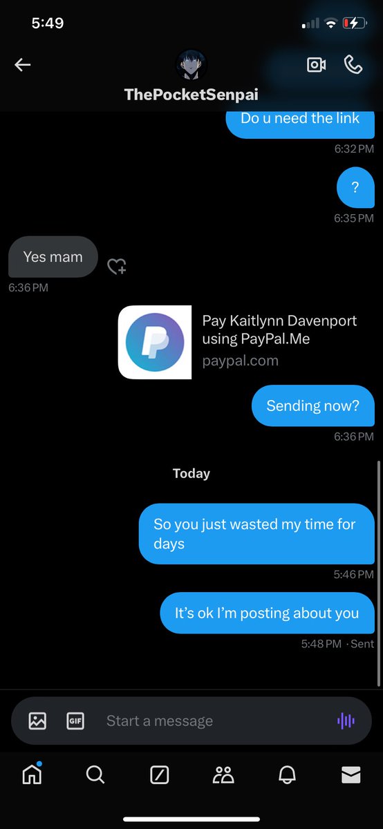 fvcktrix's tweet photo. Wasted my time for DAYS … I have receipts on timelines too. #fakebuyer #fake #lies #buyingcontent @SenpaiPockets https://t.co/NNWvmI9tXn