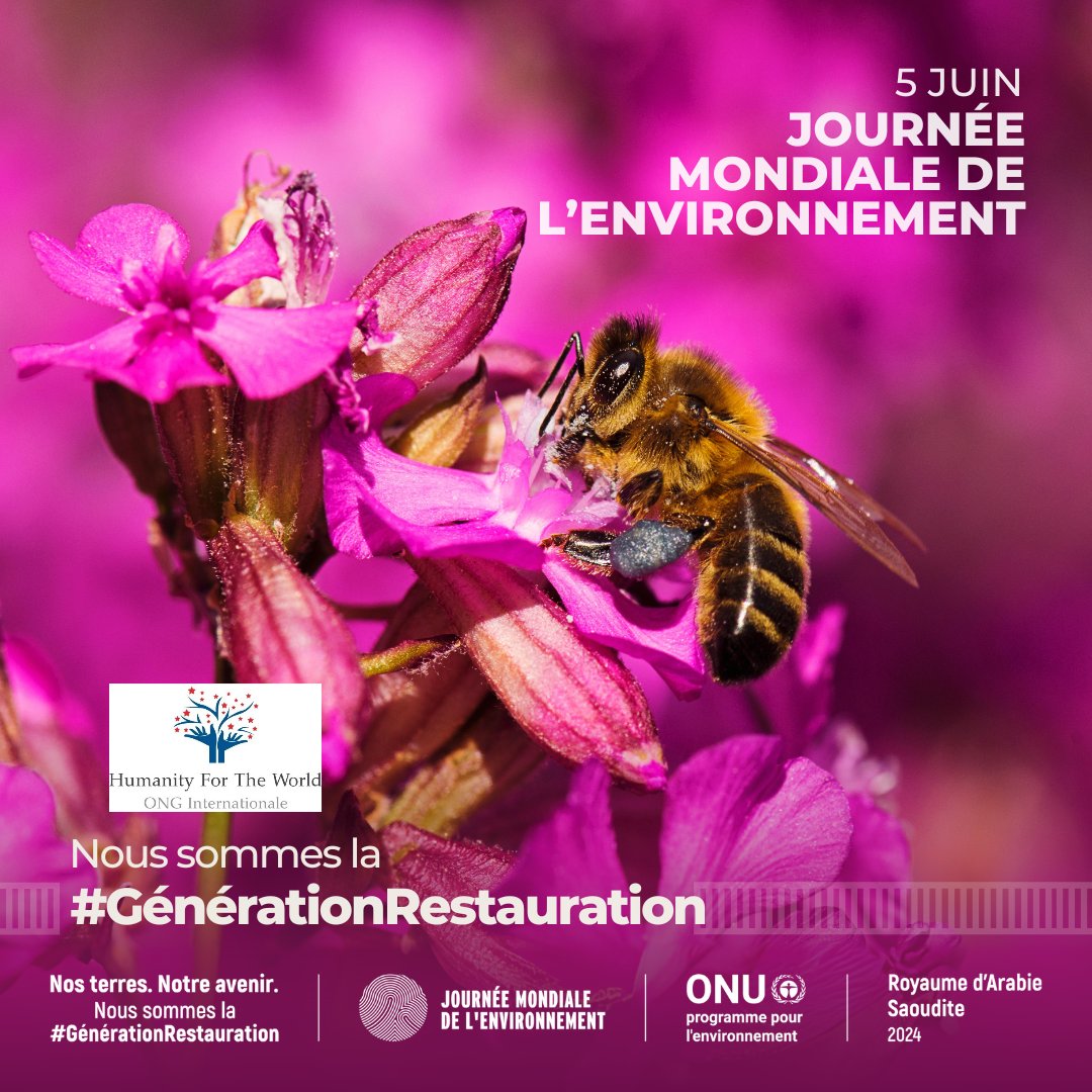 World Environment Day 2024 is a reminder that we all can step up to spark global change to address environmental degradation.

And, we can inspire change through social media...of course! Join the #Generationrestoration movement🌱

 Planète durable pour tous! #HumanityForTheWorld