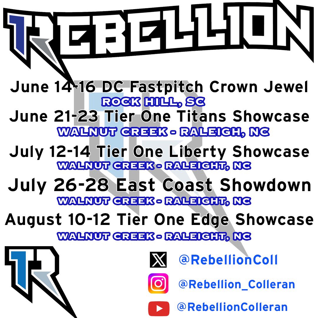 Last practice today, ready to roll next week in Rock Hill! Here is the summer schedule! If you can’t make it out, check us out on our YouTube page (link in bio)