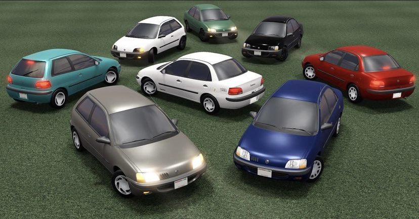 1996 Globe City and Sunray Thrust EV 

Trims: Base 1.0, GS 1.0 and GSI 1.3 for City Sedan and Hatchback, Lead-Acid and NiMH variants for Thrust Sedan

#GreenvilleV1