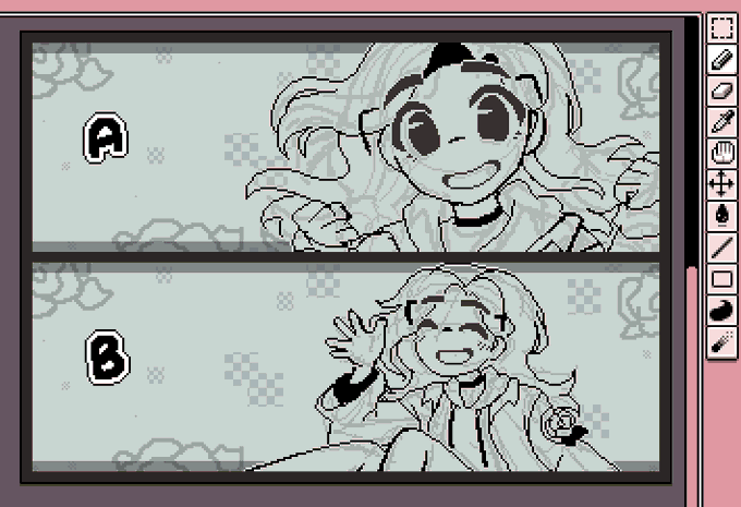 trying to draw myself a new header and i'm not sure which one looks better...i like both,.... hmm.... 💭 