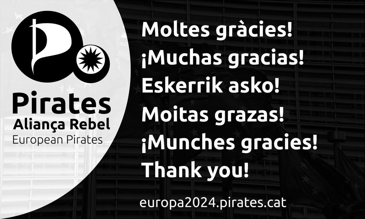 partit_pirata's tweet photo. 🦜 Milers de gràcies a totes les persones que heu decidit votar-nos aquest diumenge! 🏴‍☠️ https://t.co/BzdCFqREBN