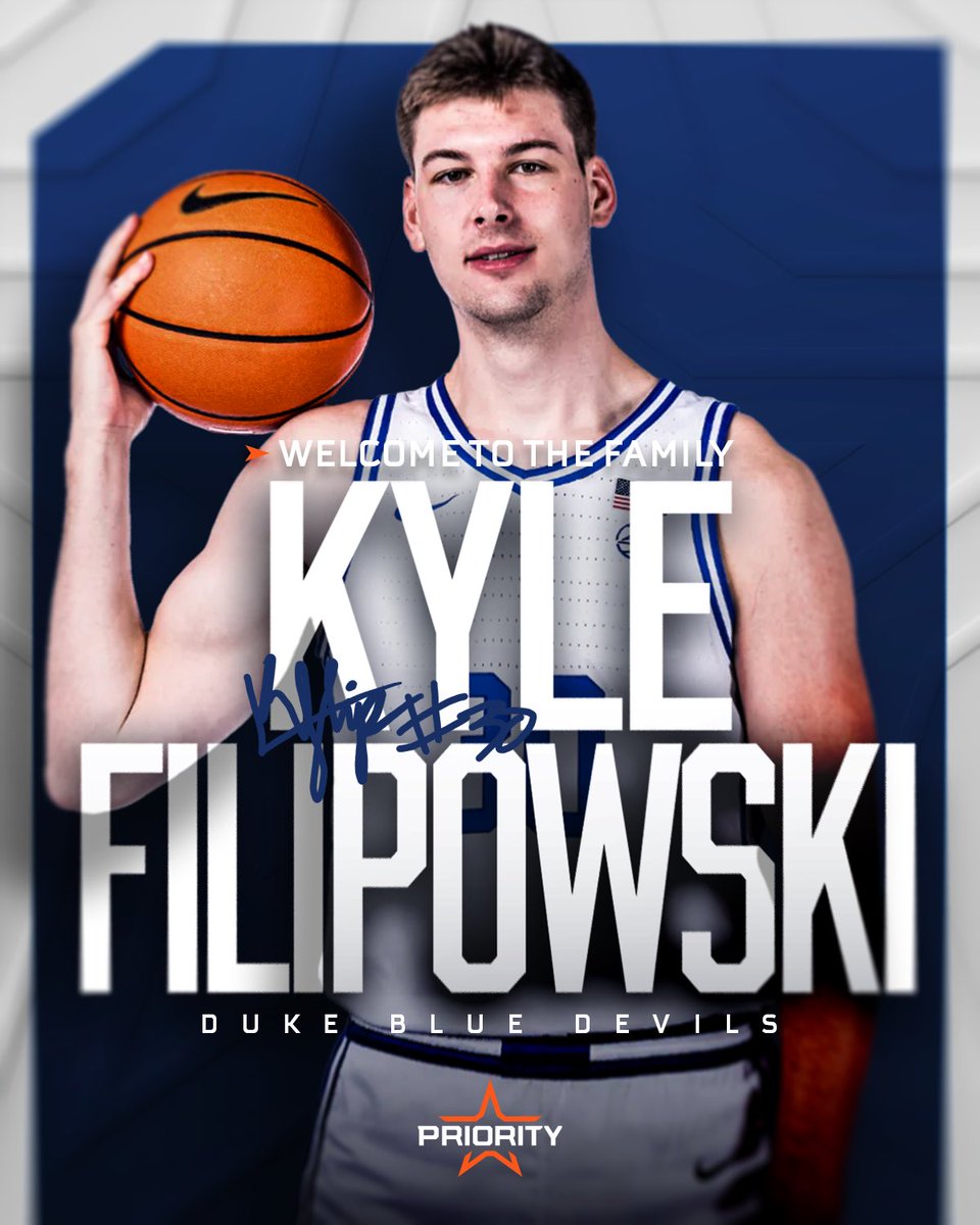 Priority Sports (@prioritysports) on Twitter photo Officially an NBA client. Welcome aboard, <a href="/kylefilipowski/">Kyle “Flip” Filipowski</a>! 😈
#NBADraft | <a href="/DukeMBB/">Duke Men’s Basketball</a> Officially an NBA client. Welcome aboard, <a href="/kylefilipowski/">Kyle “Flip” Filipowski</a>! 😈
#NBADraft | <a href="/DukeMBB/">Duke Men’s Basketball</a>