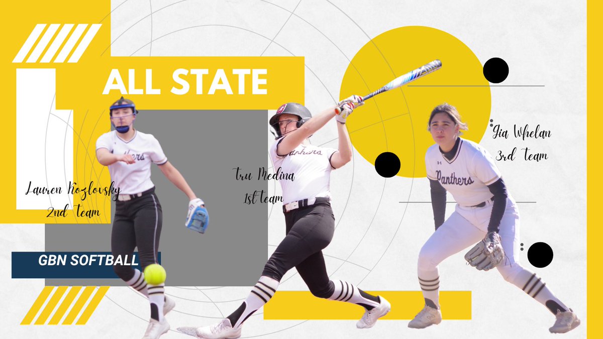 GBN_VarsitySoftball (@gbnvarsitysb) on Twitter photo Congrats to our All State players!
1st Team <a href="/trumedina2025/">Tru Medina</a>
2nd Team <a href="/LaurenKoz19/">Lauren Kozlovsky</a>
3rd Team <a href="/GiaWhelan2026/">Gianna Whelan</a> Congrats to our All State players!
1st Team <a href="/trumedina2025/">Tru Medina</a>
2nd Team <a href="/LaurenKoz19/">Lauren Kozlovsky</a>
3rd Team <a href="/GiaWhelan2026/">Gianna Whelan</a>