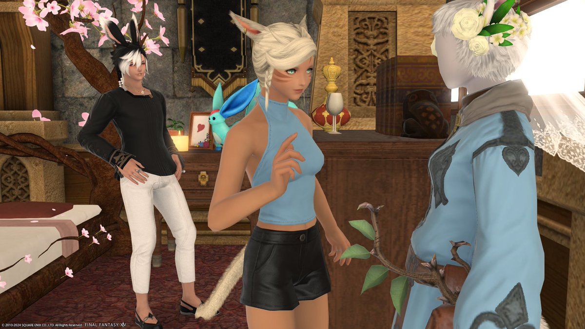 LucielDarklight's tweet photo. #XIVRarepairWeek Day 7: Home (Free Day)
Luciel and Y'mhitra's home is filled with nods to their relationship--the home decor, message book, estate greeting, plus she's always in the yard having tea (my Retainer). Come by and say hello at P14, 22W, The Goblet, Adamantoise! #FFXIV https://t.co/A8GeO4VgEC