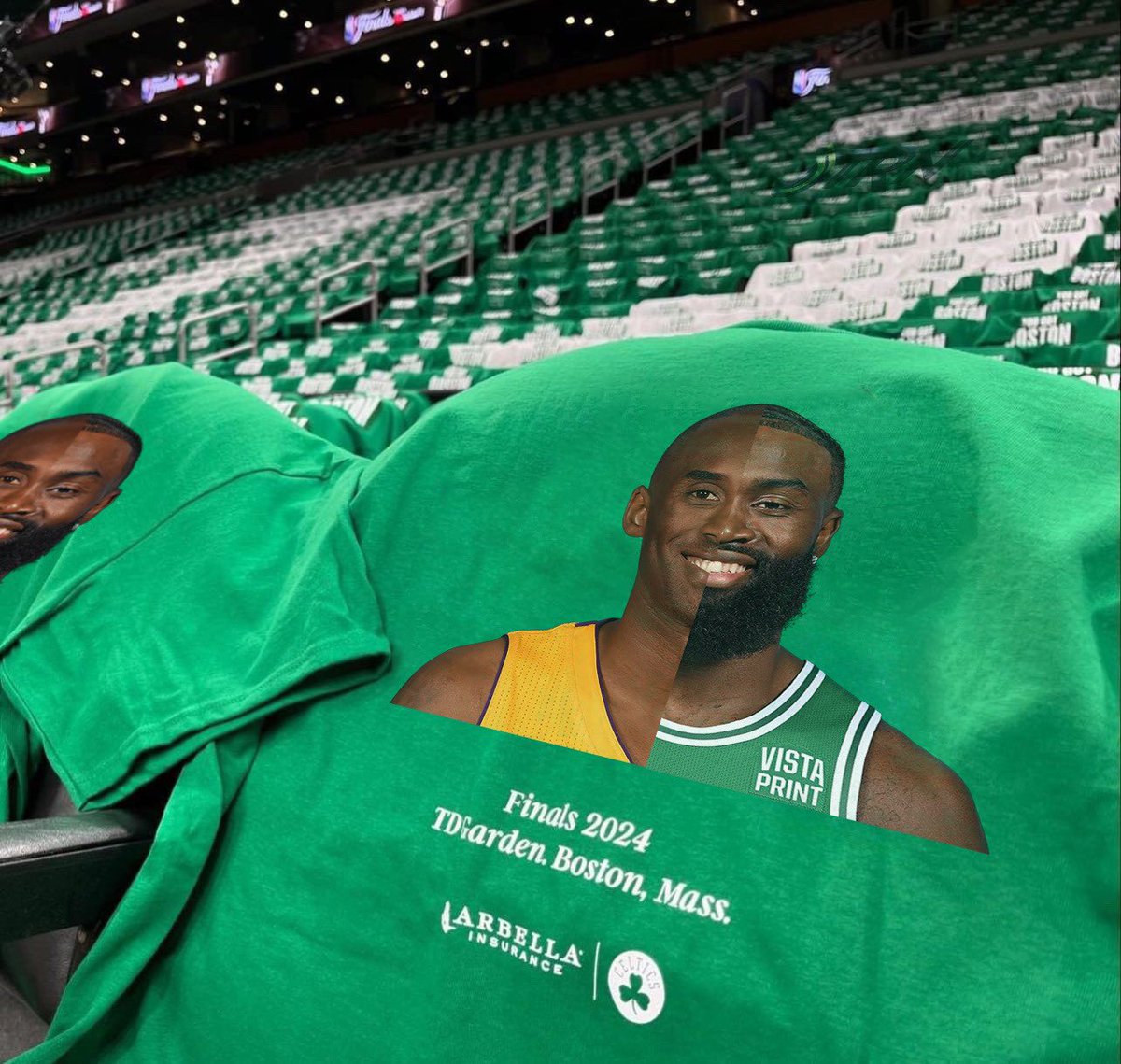TheNBACentel's tweet photo. Boston Celtics seats tonight 

Half Jaylen Half Kobe 🔥🔥🔥

(Via @celtics) https://t.co/RyZgJDyL7V