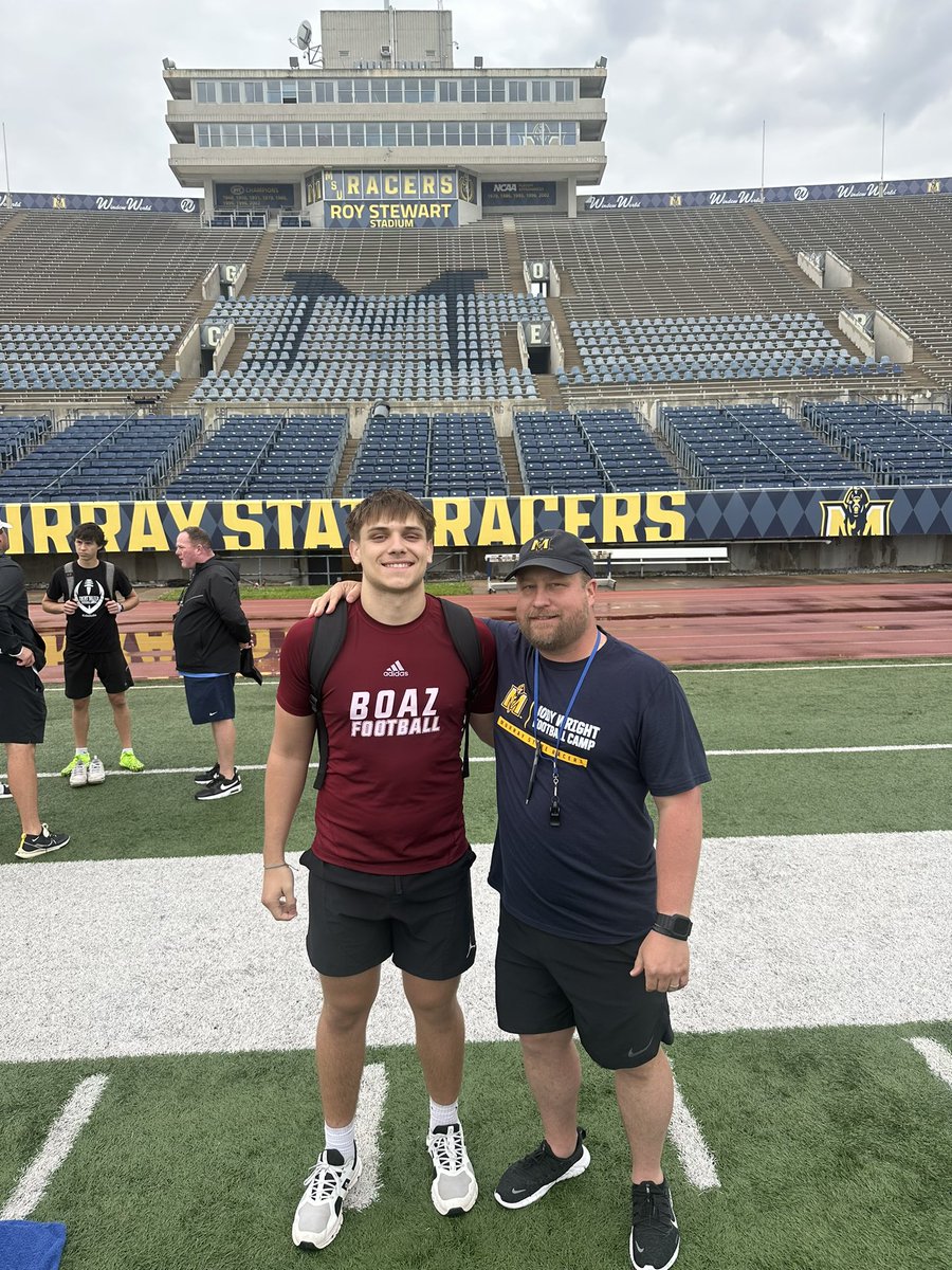 After a great camp and talk with <a href="/WrightJody/">Jody Wright</a> I’m extremely thankful to receive an Offer from Murray State University!
<a href="/BOAZ_FOOTBALL/">Boaz Pirate Football</a> <a href="/HallTechSports1/">Hall-Tech Sports</a> <a href="/CM_gridiron/">CM Gridiron</a> <a href="/CoachARoss/">Adam Ross</a> <a href="/FerrillThomas/">Tommy Ferrill</a>