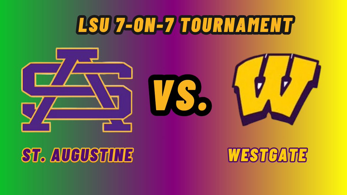 RougarouMedia's tweet photo. Check out all the highlights from this matchup between the St. Augustine High School Purple Knights (@st_aug_football) and the Westgate High School Tigers (@HighWestgate) at the LSU 7on7 Tournament!

Make sure to follow Rougarou Sports Media on all social media platforms and make sure to like the video and subscribe to the YouTube channel!
https://t.co/Xfs9vDdreh