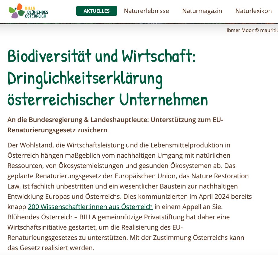 Bitte weiterverbreiten - Initiative Business for Biodiversity/Nature Restoration Law, Infos hier: bluehendesoesterreich.at/node/11424
