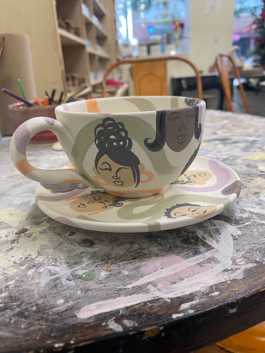 Just came back from a friend date painting pottery! I cnt wait to see it after it get fired!