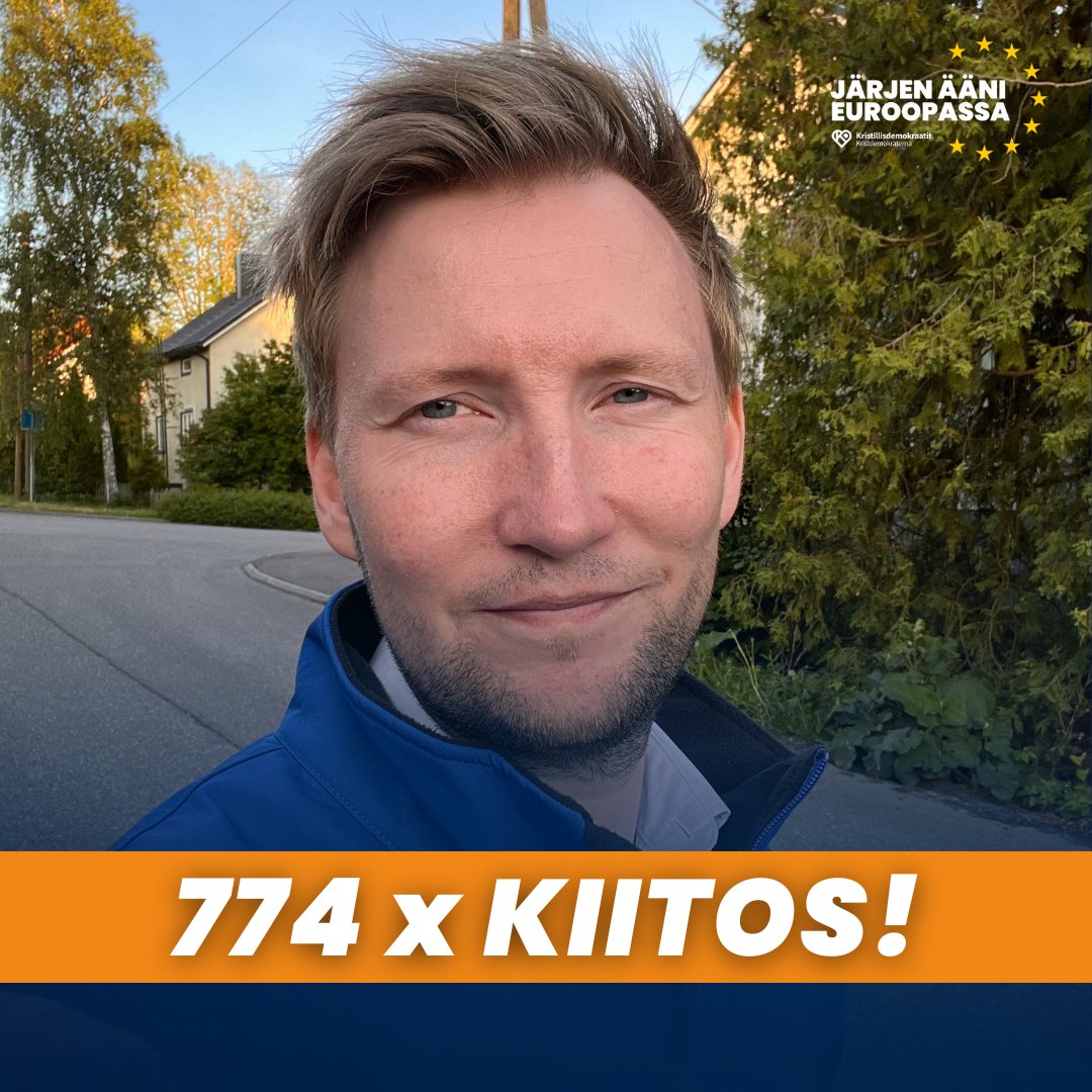 Kiitos jokaiselle äänestäneelle. Tämä oli toistaiseksi suurin luottamuksen osoitus ja motivoi jatkamaan.

Kiitos myös sinulle, joka tavalla tai toisella autoit, kannustit ja tuit kampanjaa. En olisi pärjännyt yksin.

Hetken lepo ja sitten jatkuu 😎

#eurovaalit #turku <a href="/KDpuolue/">Kristillisdemokraatit | KD</a>