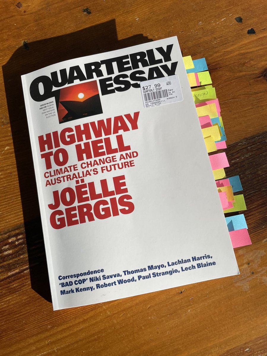 Great essay in @quarterly_essay by <a href="/joellegergis/">Joelle Gergis</a> made a few notes in my copy 😉 Thinking about what I can do because I fear Govts won’t act in time. Got some ideas 💡 Might have to revisit “Climate Capitalism” <a href="/AkshatRathi/">Akshat Rathi</a>,  “Speed &amp; Scale” <a href="/johndoerr/">John Doerr</a>, &amp; “Electrify” <a href="/GriffithSaul/">Saul Griffith</a>