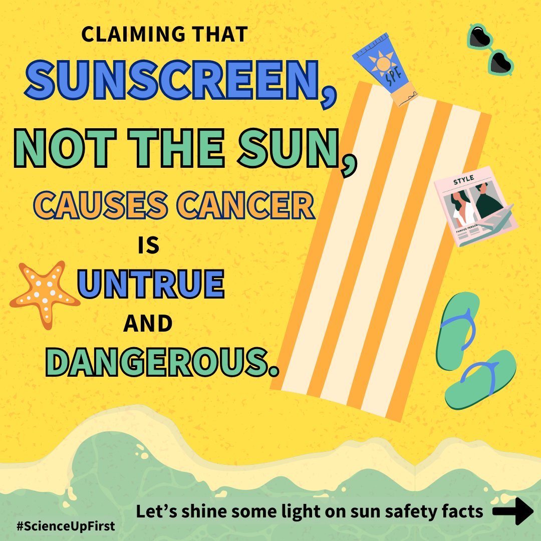 Encouraging people to not use sunscreen by propagating false information is not only misleading, but incredibly dangerous. – <a href="/ScienceUpFirst/">ScienceUpFirst | LaScienced'Abord</a> 

Ignore all the influencer BS and fearmongering! 

Soon: talking sunscreen myths on <a href="/ctvedmonton/">CTV Edmonton</a>! cc <a href="/JasonHalb/">Jason Halbauer</a> <a href="/KentMorrison/">Kent Morrison</a>