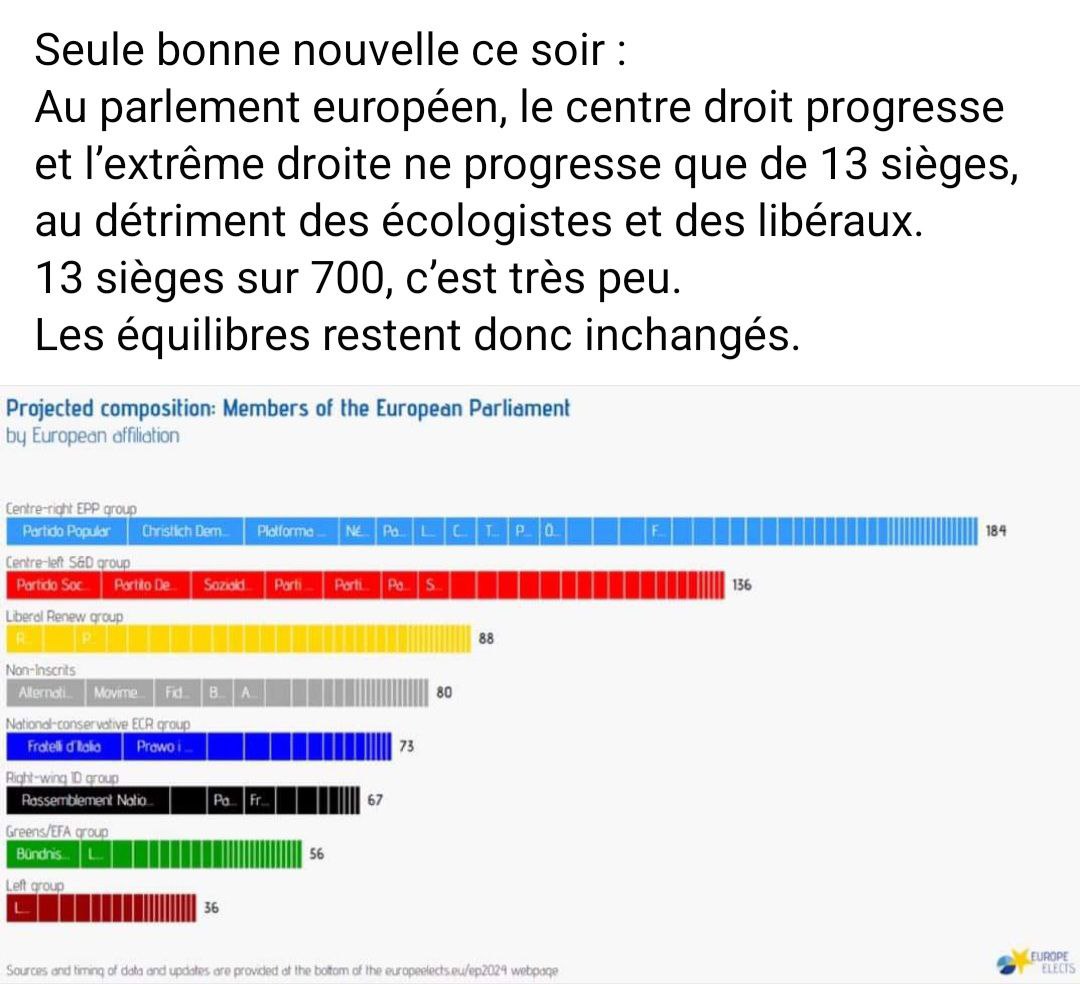 DDelaube's tweet photo. @sergebaissac @Daliene6 D'autres pays que la France votent pour le Parlement européen et ce soir, c'est le #centre_droit qui se #renforce. L'ED progresse très légèrement mais sans incidence notable 😊 https://t.co/cDyfDmF3x6
