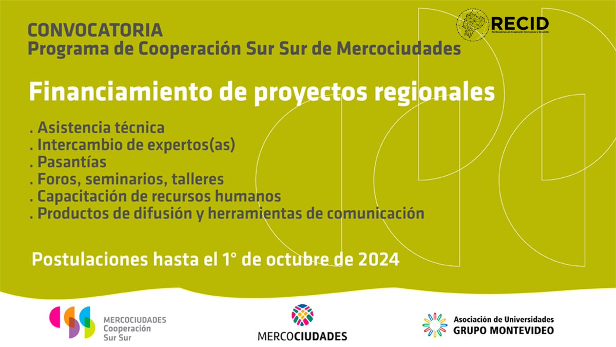 recid_ec's tweet photo. 🟠🌎🟠 ¿Tienes una iniciativa innovadora que impulse la colaboración entre países del Sur? ¡Esta es tu oportunidad! ¡Aplica a la Convocatoria para Proyectos Regionales!

La convocatoria ofrece:
✅ Financiamiento de 10,000 USD
✅ Asistencia técnica
✅ Generar un impacto positivo https://t.co/TpZOttPybp