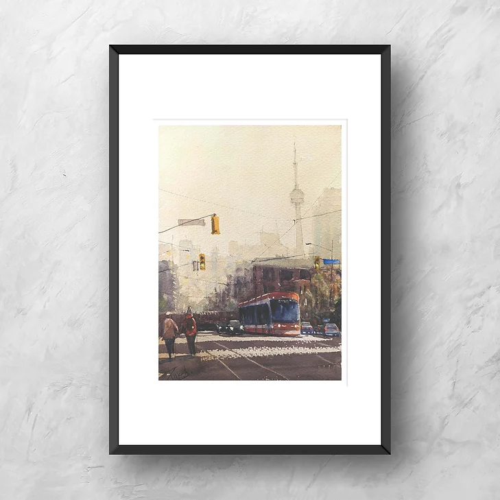 Met Dinesh at <a href="/DoWestFest/">Do West Fest</a> when I spotted a piece hanging at his stall that looked so much like a shot of mine. Like me, he's set an intense personal goal--he's aiming for 1000 paintings of Toronto streets.  A few examples from his website here: watercolorimpressions.ca/shop