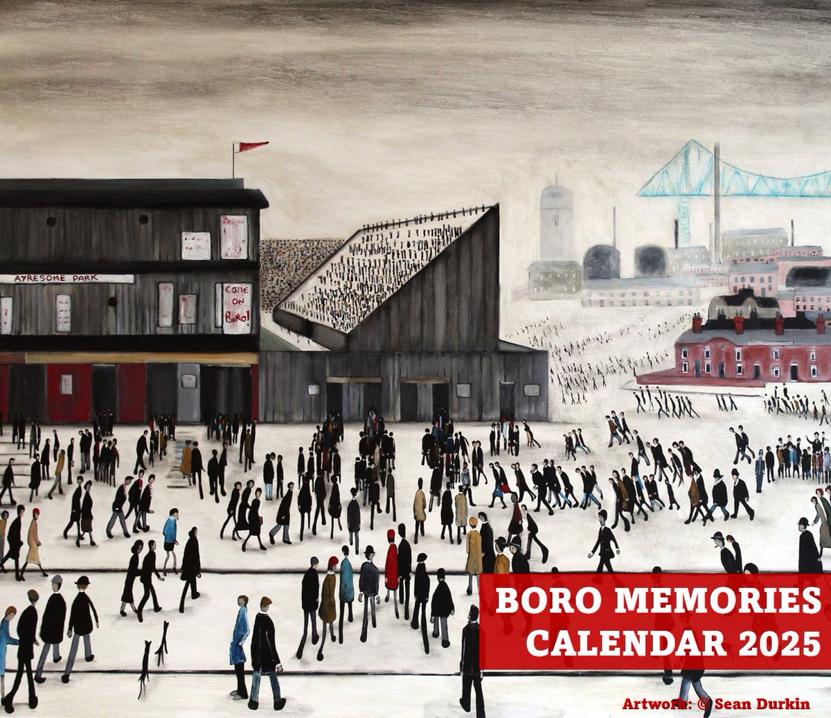 Going to the Match, Ayresome Park - Lowry meets Linthorpe in Sean Durkin's work from our Boro Memories Calendar 2025

£9.99 with FREE UK delivery: heritageunlocked.com/shop/borocalen…

#Middlesbroughfc #middlesbrough #riversidestadium #teesside #footballart #footballphotos #lowry #yorkshire