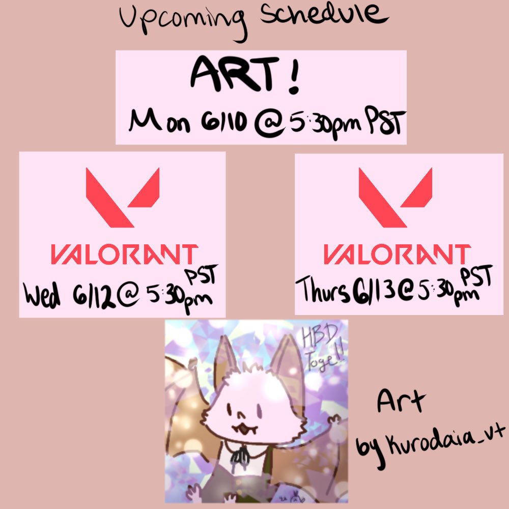 TogeNebula's tweet photo. Heat wave is (mostly) gone and I have recovered from my food poisoning! So we will be back in action with art and Valorant cause I NEED to finish the battlepass. Stop by if you want to see me not aim! Also bday art by @kurodaia_vt thank you!! #TogebART #TogefLIVE https://t.co/oT0wdMe7NQ