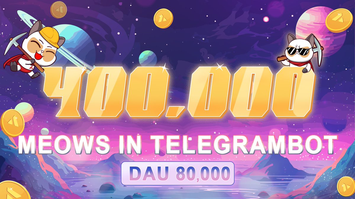 🚀 MEOW’s New Milestone! 
 
🥳SUPERMEOW has hit 400K Meows and 80K+ Daily Active Users! 
 
 🌟 The game is exploding with excitement! 

Join now for epic airdrops and be part of our fast-growing community! 🐱🎮
 t.me/supermeow_vip_…
 
#supermeow #SUPER #Avax