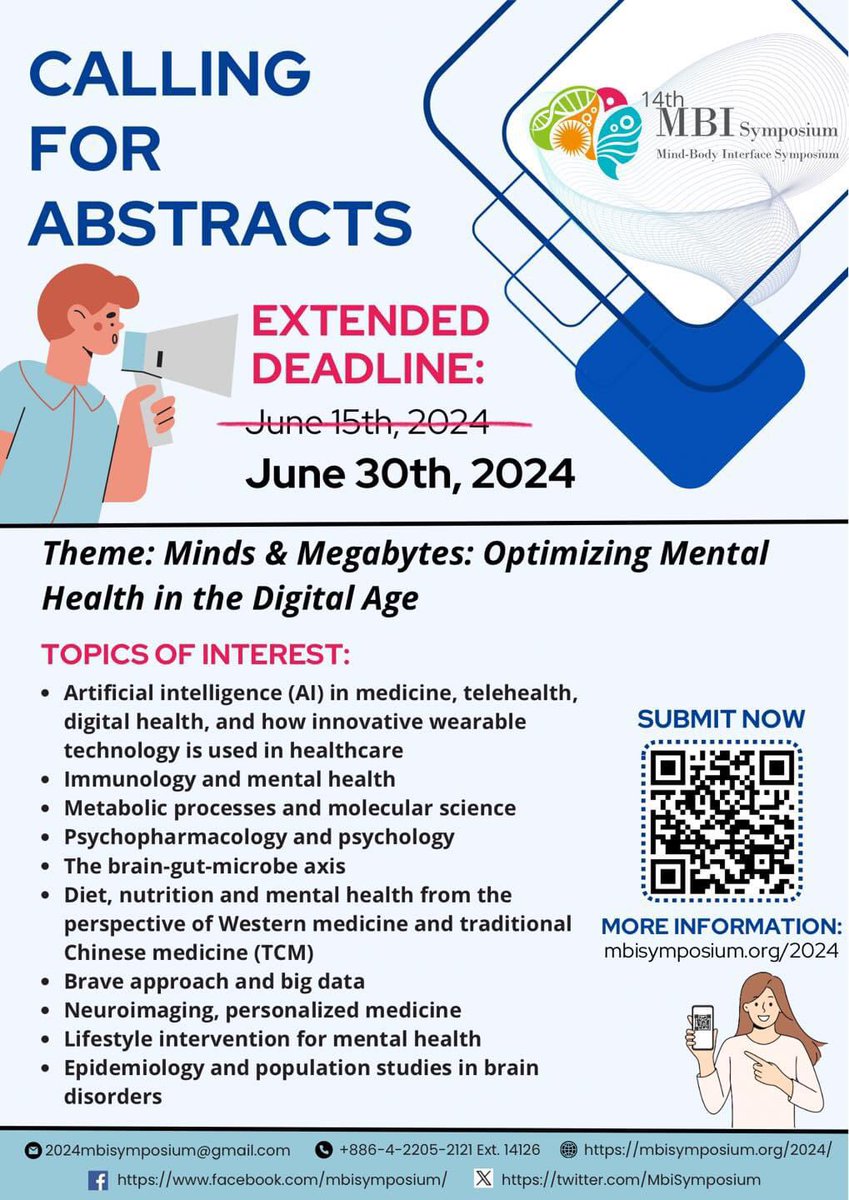 MbiSymposium's tweet photo. 🌟 📢 𝙀𝙓𝙏𝙀𝙉𝘿𝙀𝘿 𝘼𝘽𝙎𝙏𝙍𝘼𝘾𝙏 𝙎𝙐𝘽𝙈𝙄𝙎𝙎𝙄𝙊𝙉 𝘿𝙀𝘼𝘿𝙇𝙄𝙉𝙀!🌟

Due to popular demand, the abstract submission deadline for the 2024 MBI Symposium is now extended to 𝐉𝐮𝐧𝐞 𝟑𝟎, 𝟐𝟎𝟐𝟒 !

✨ Submit Abstracts: https://t.co/LvNKPKksWG https://t.co/T6NBfPqCHH
