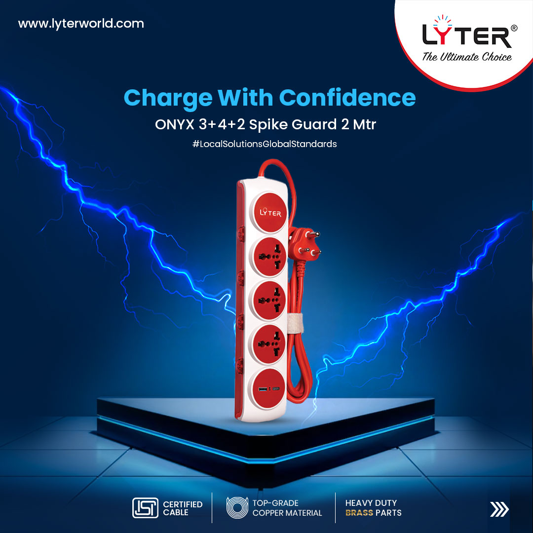 thelyterworld's tweet photo. #LocalSolutionsGlobalStandards - The ONYX 3+4+2 Spike Guard with a 2-meter cable offers surge protection and a durable, sleek design. Ideal for home or office, it ensures safety and convenience for all your devices.
#Lyter #LyterWorld #OnyxSpikeGuard #SpikeGuard #Durability https://t.co/i8gHpkYtfK
