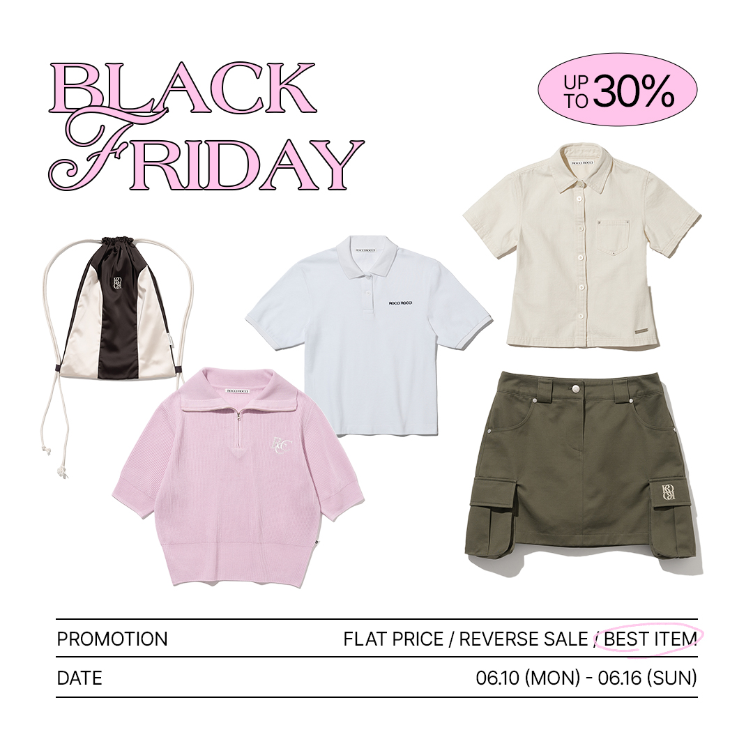 #로씨로씨 블랙 프라이데이 구경하러 올래?
🍀베스트 아이템 30% 할인 + 추가 쿠폰 5%

6.10(월) ~ 6.16(일)
m.roccirocci.com/product/list.h…