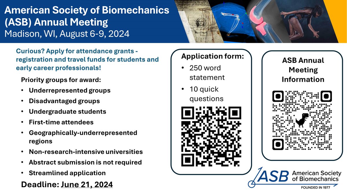 New travel award to ASB 2024 for students and early career professionals! Streamlined application with 10 quick questions and a ~250 word statement. Due date is June 21, 2024.
pitt.co1.qualtrics.com/jfe/form/SV_5m…